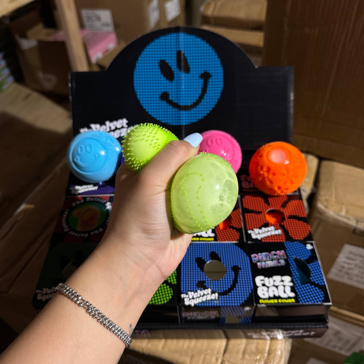 Squishy Fuzzy Smiley Face Ball