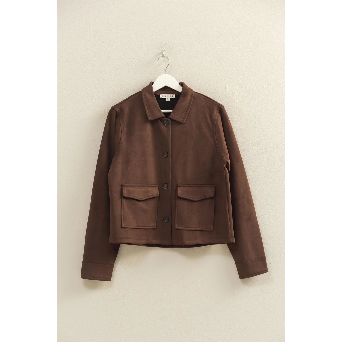 Karena Button-Front Tailored Suede Jacket
