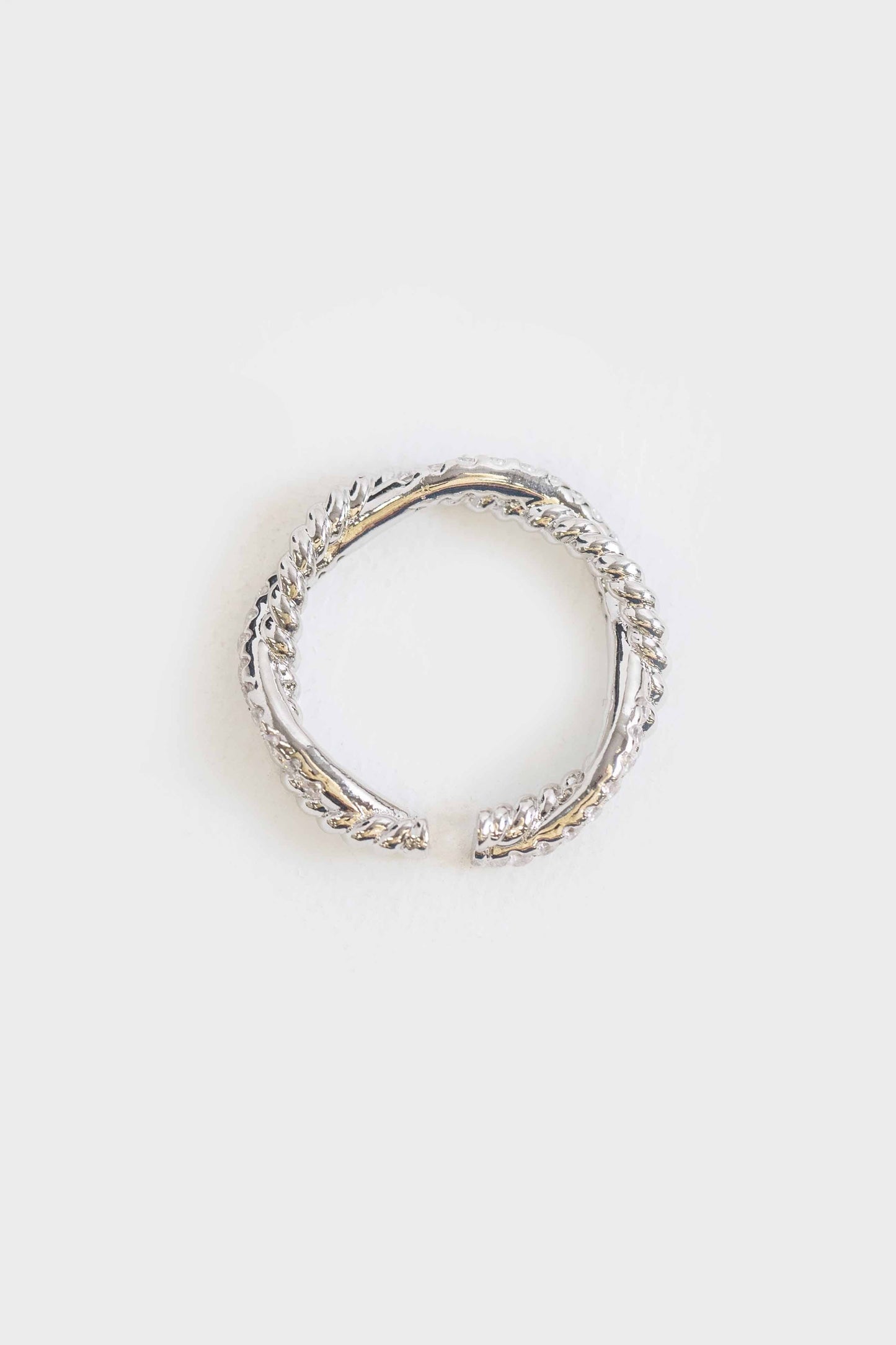 Sparkling Twist Adjustable Ring | Silver