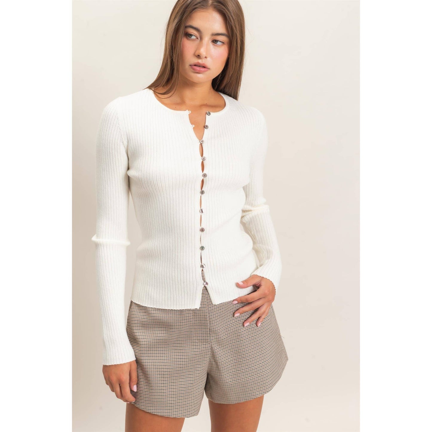 Blake Ribbed Button Front Cardigan