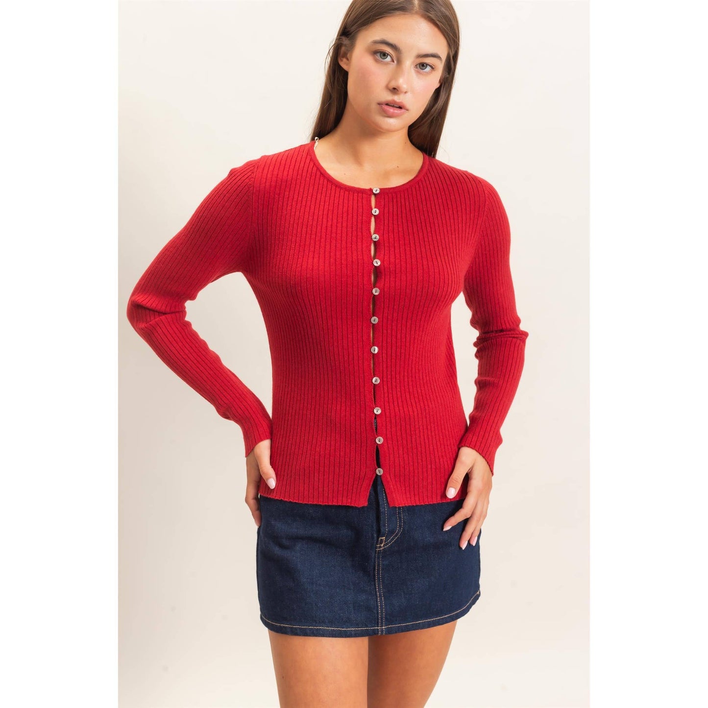 Blake Ribbed Button Front Cardigan