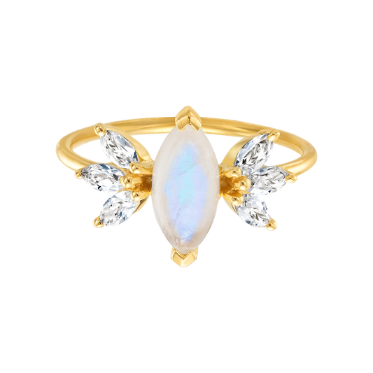 Rainbow Moonstone & Topaz Fly Away With Me Ring