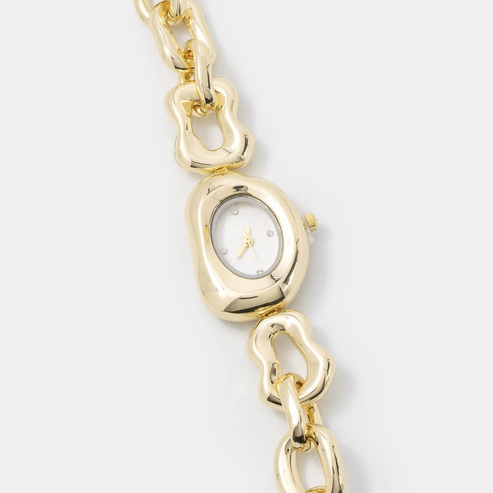 Oval Case Organic Link Chain Bracelet Watch