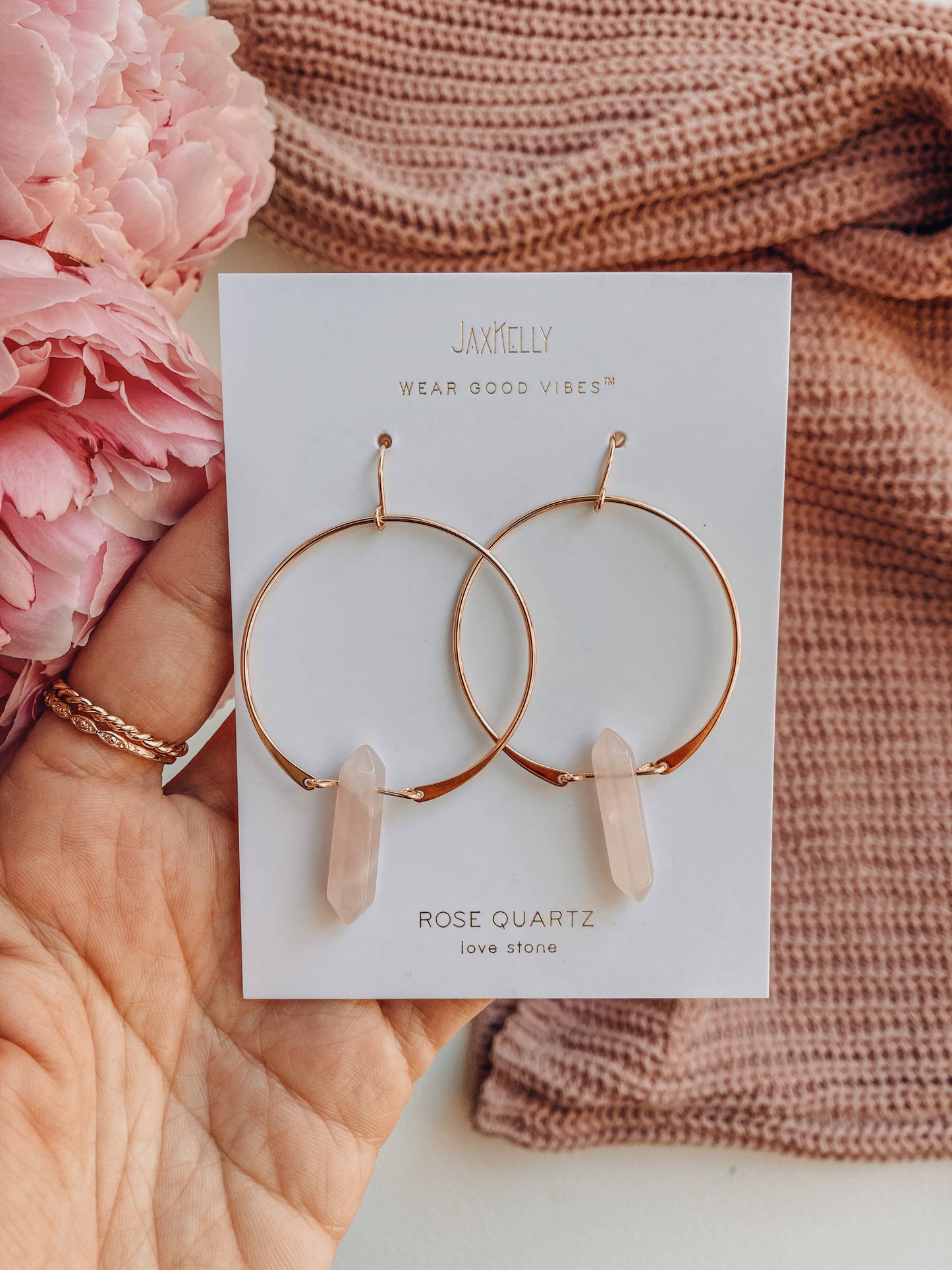 Hoops - Rose Quartz - Earring