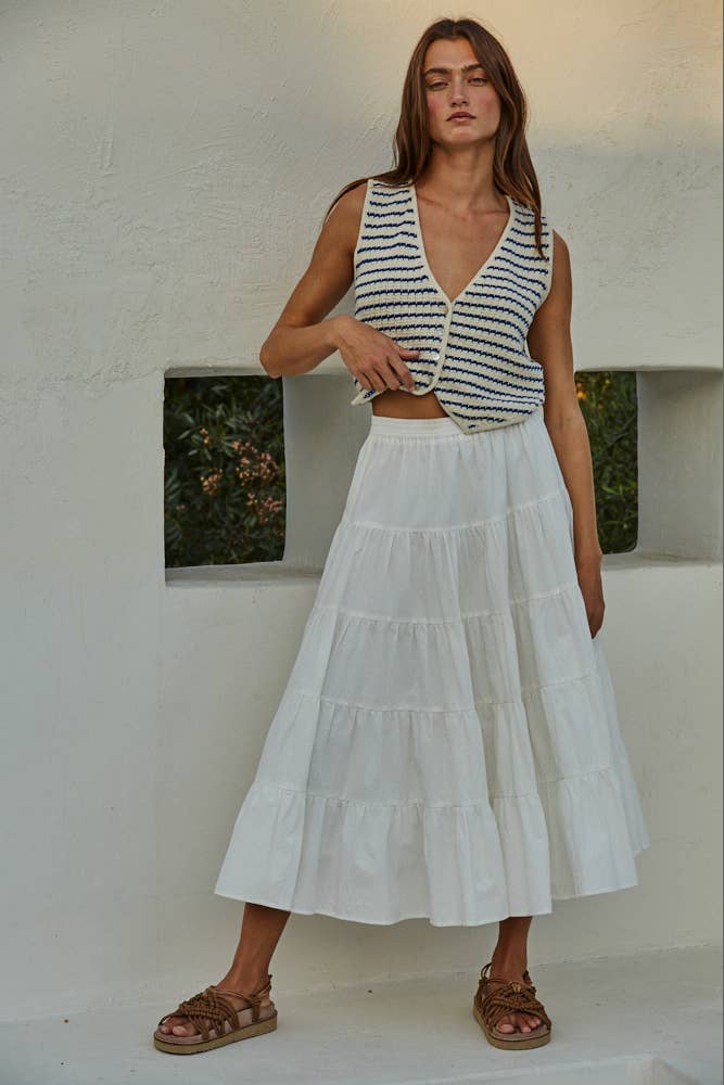 Nora Striped V-Neck Vest