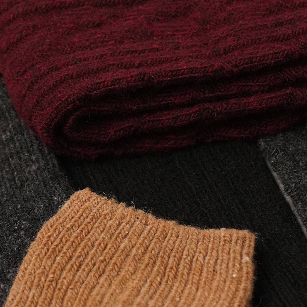 Women's Rib Knitted Wool Blend Crew Socks.