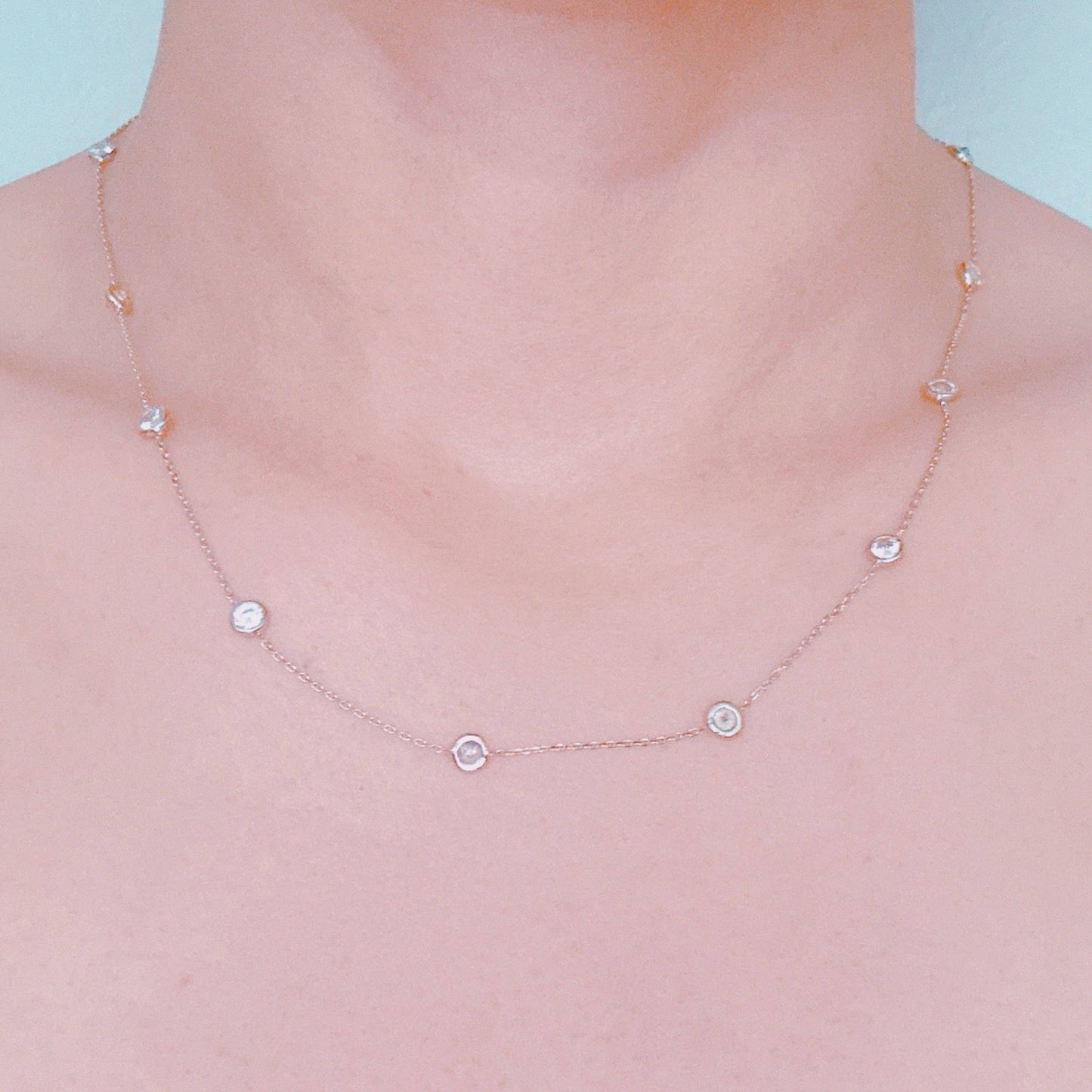 Bezel Sparkle Station Necklace