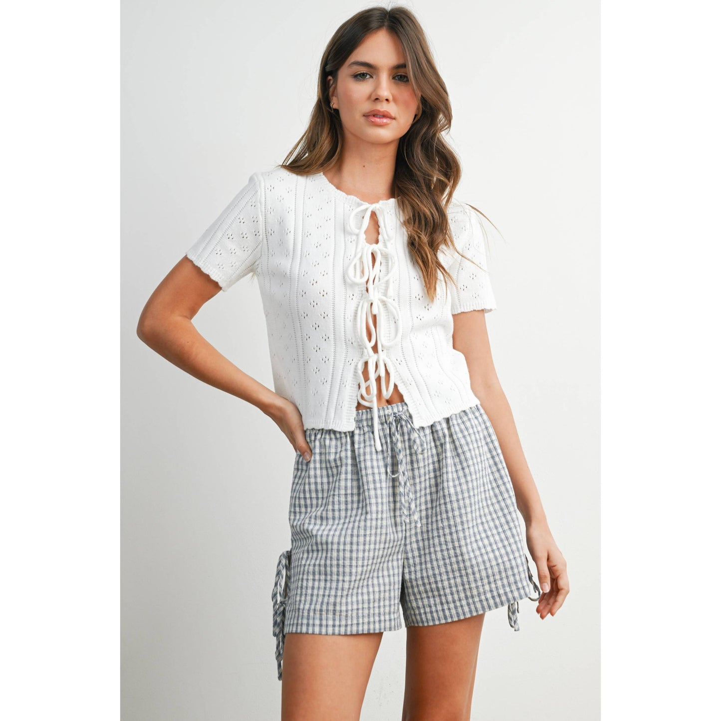 Juliet Scalloped Tie-Front Top
