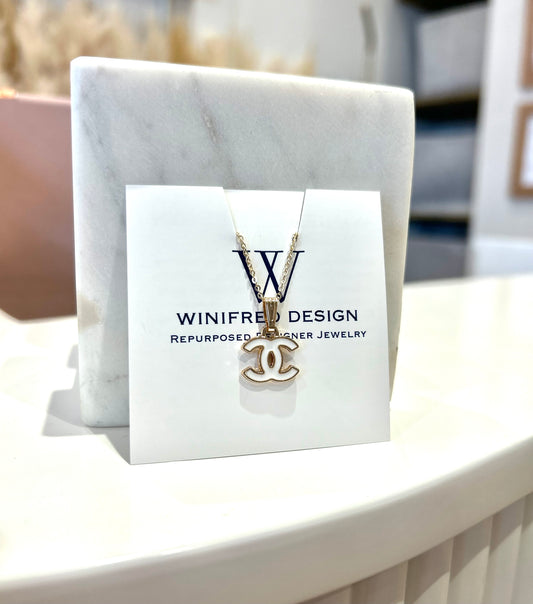 Mini White CC - Dainty Gold Necklace