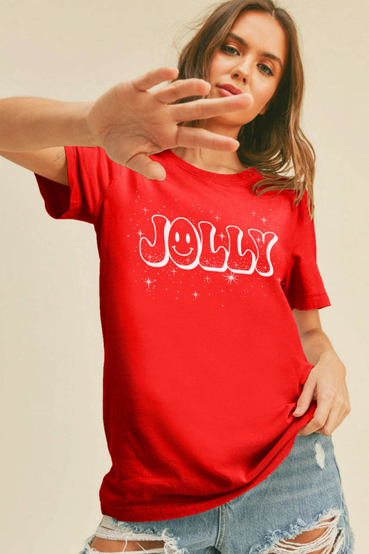 Jolly Christmas Happy Face Graphic Tee