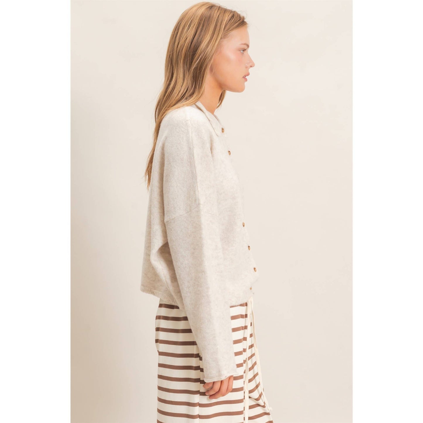 Button-Up Collared Sweater Cardigan
