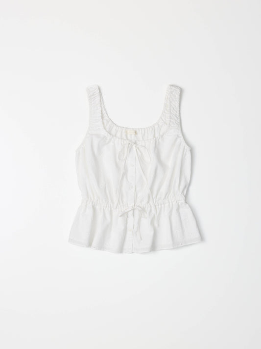 The Kristina Top | Cotton Eyelet Gathered Top
