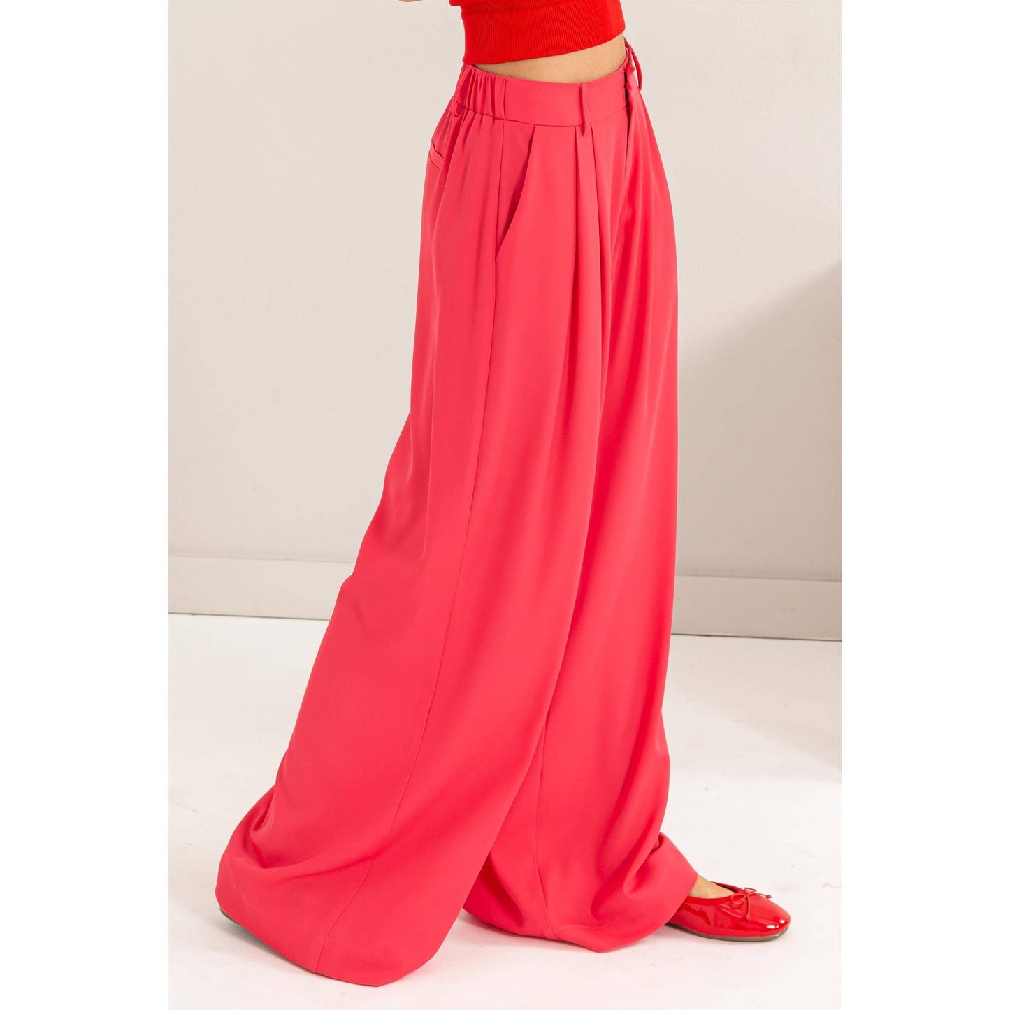 Shari High-Waist Pleated Pants