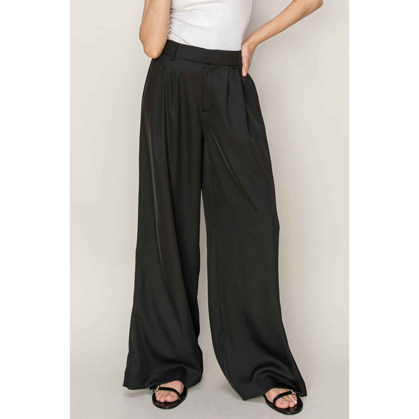 Shari High-Waist Pleated Pants