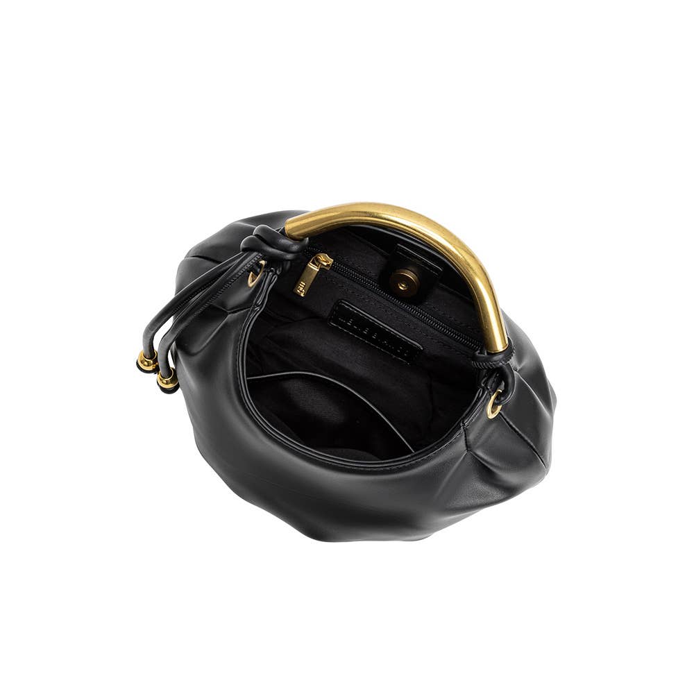 Dottie Black Vegan Leather Top Handle Bag