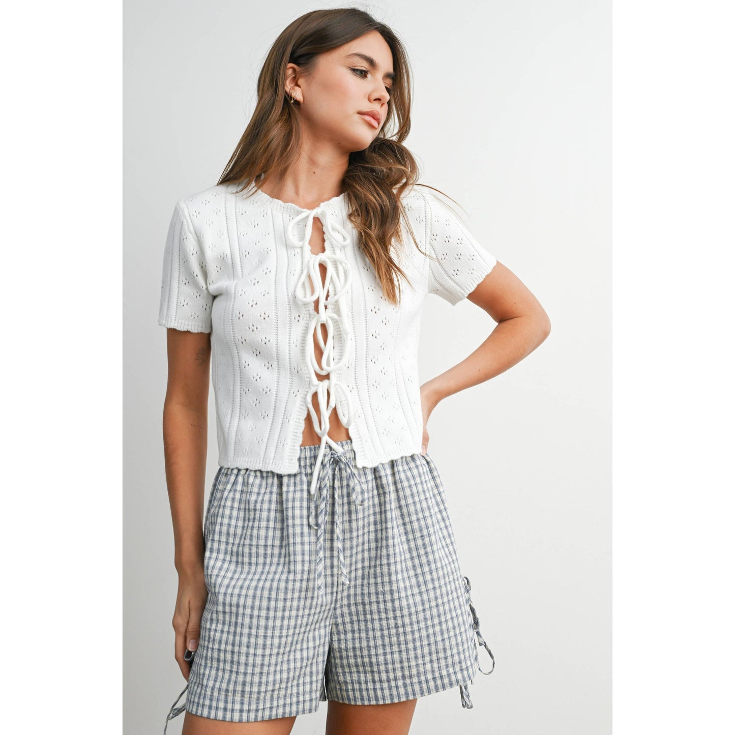 Juliet Scalloped Tie-Front Top