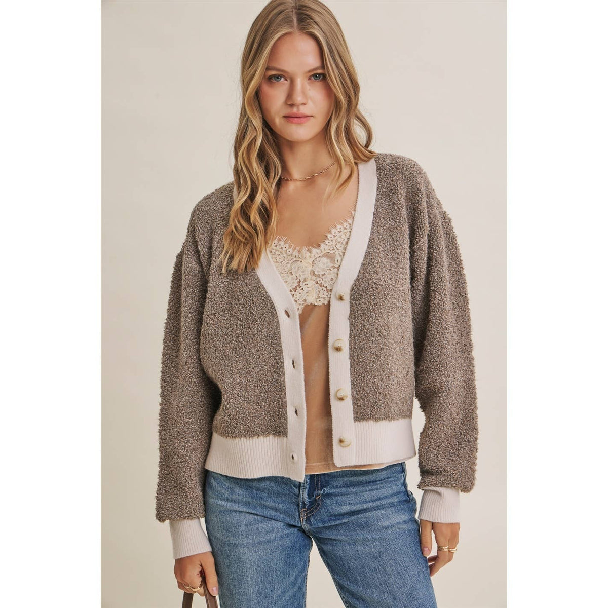 Boucle Button-Down Cardigan