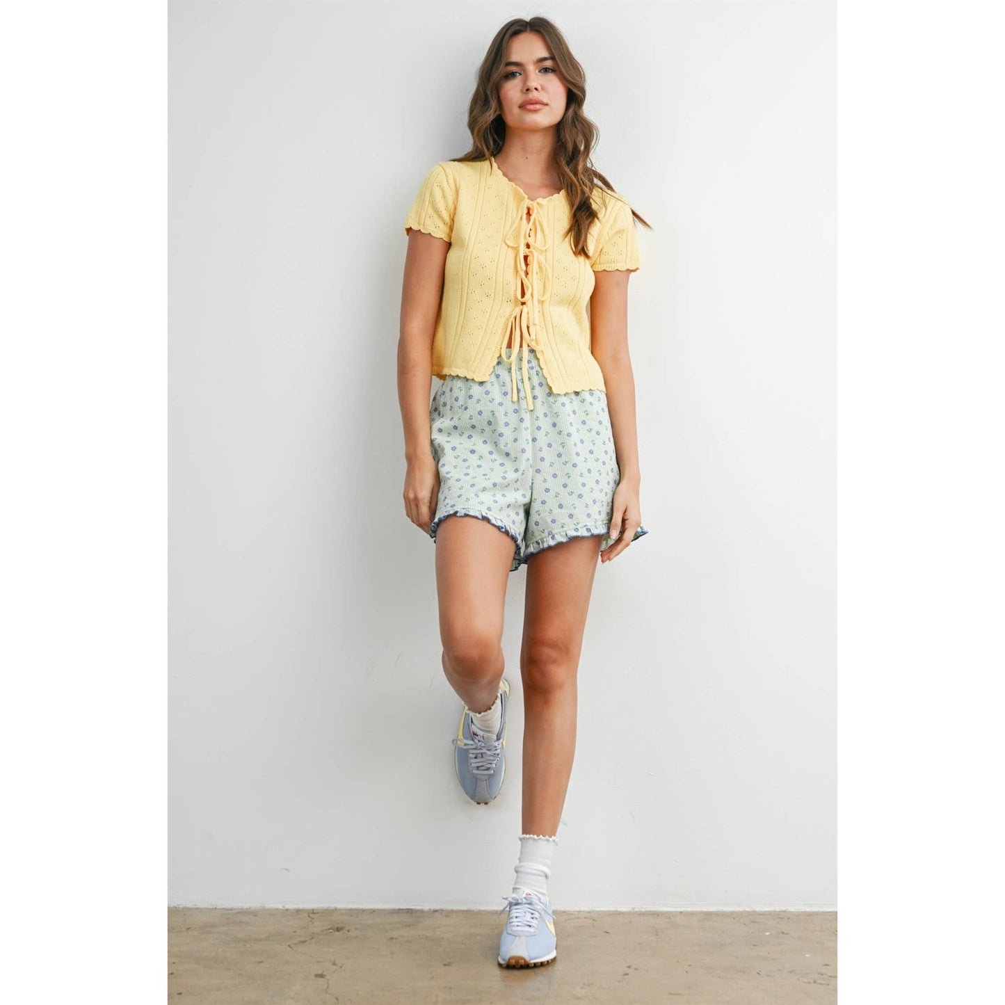 Arlet Scalloped Tie-Front Top