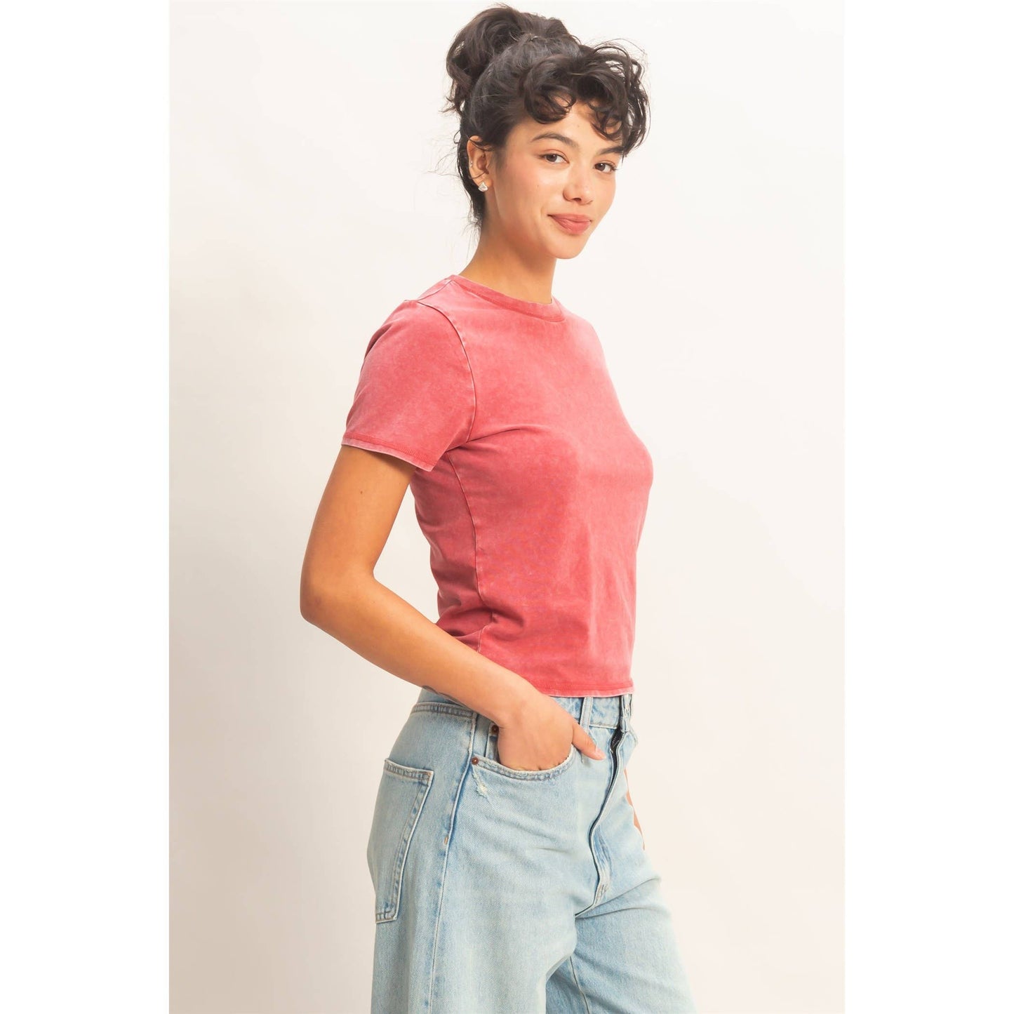 Mineral Washed Short Sleeve Top