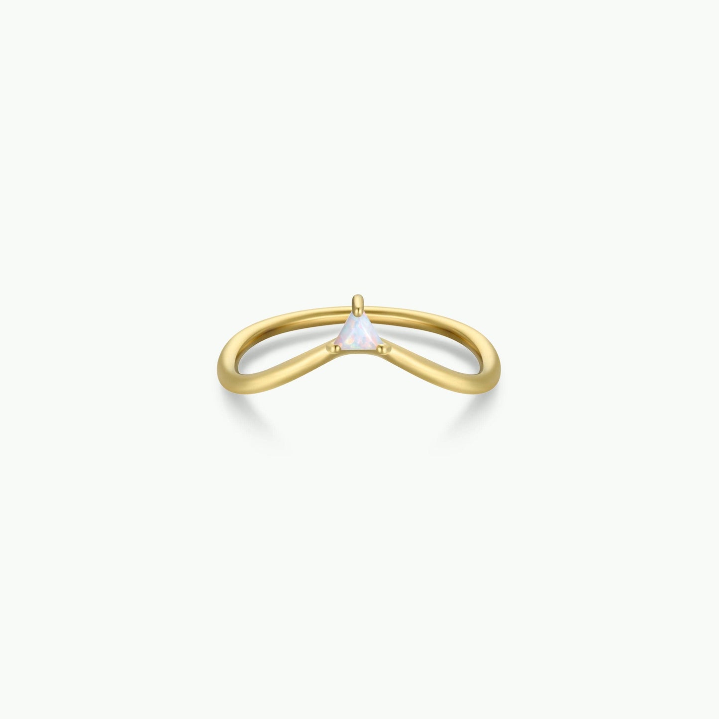 Gold Rings - Arched Triangle - White Opal
