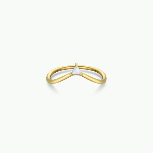 Gold Rings - Arched Triangle - White Opal