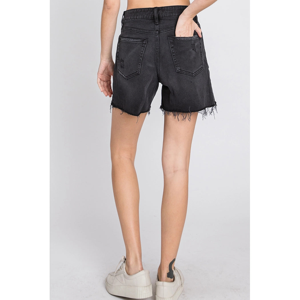 Nicole Washed Black Shorts - L.T.J.