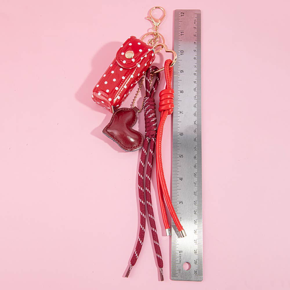 Polka Dot Mini Pouch With Heart Bag Charm