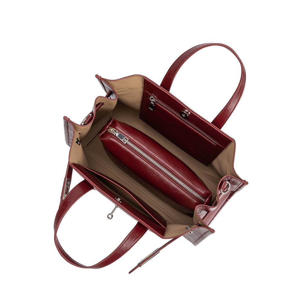 Sutton Burgundy Recycled Vegan Leather Tote Bag