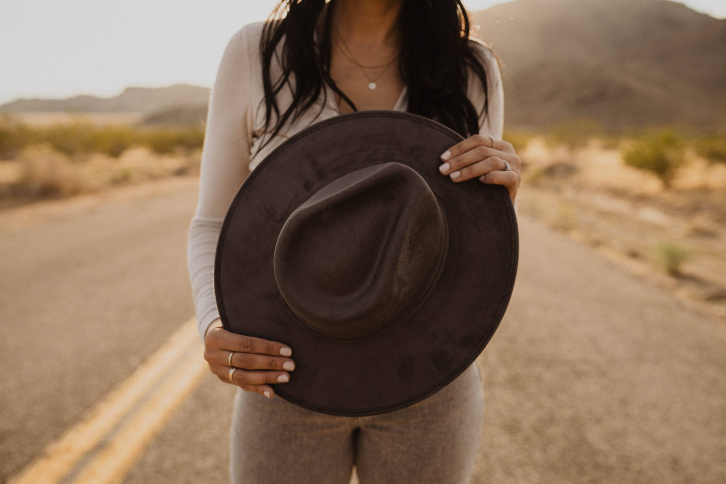 Vegan Suede Rancher Hat - Large