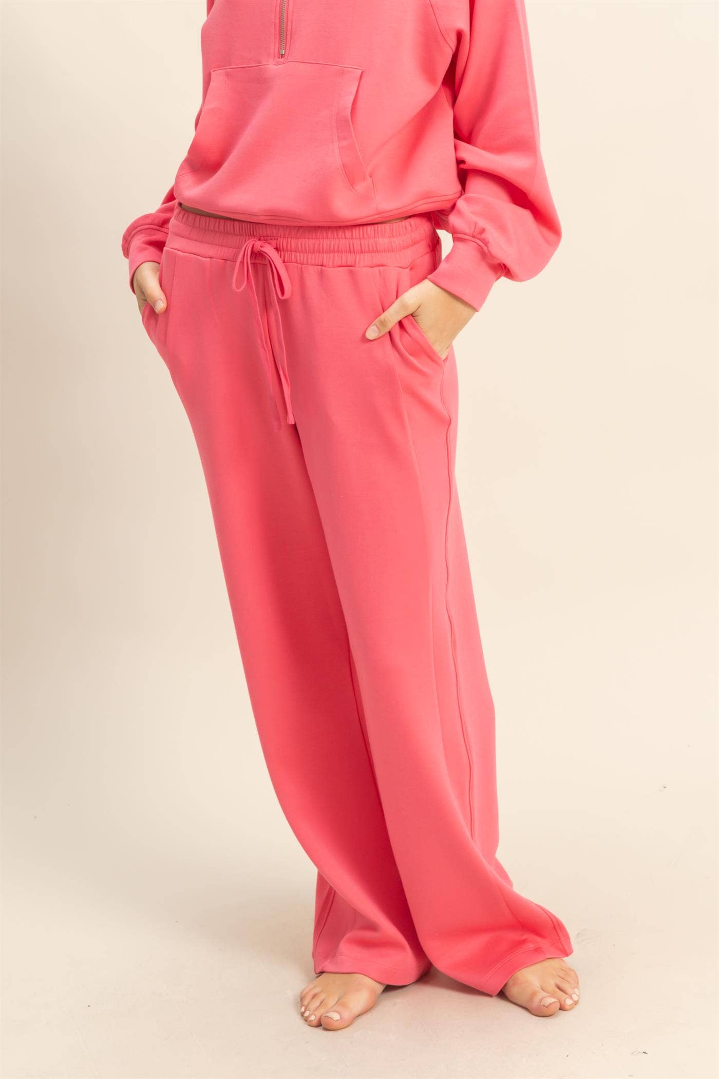 Scuba Wide-Leg Drawstring Sweatpants