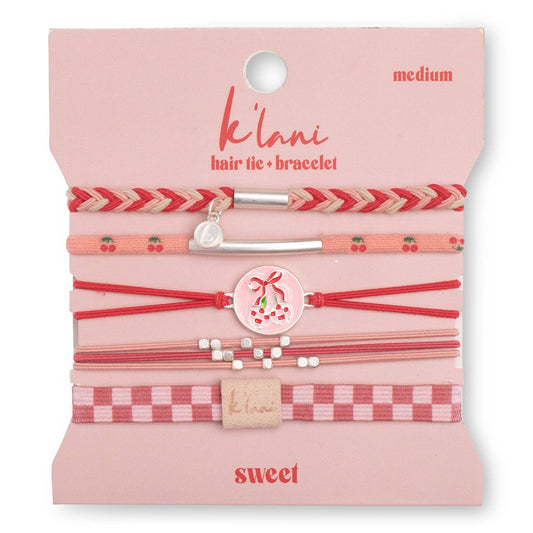 "Sweet" Pink Cherry Hair Tie Bracelets