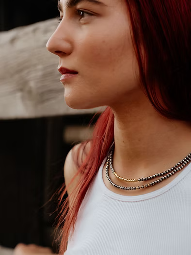 Navajo Pearl & Gold 4mm Necklace