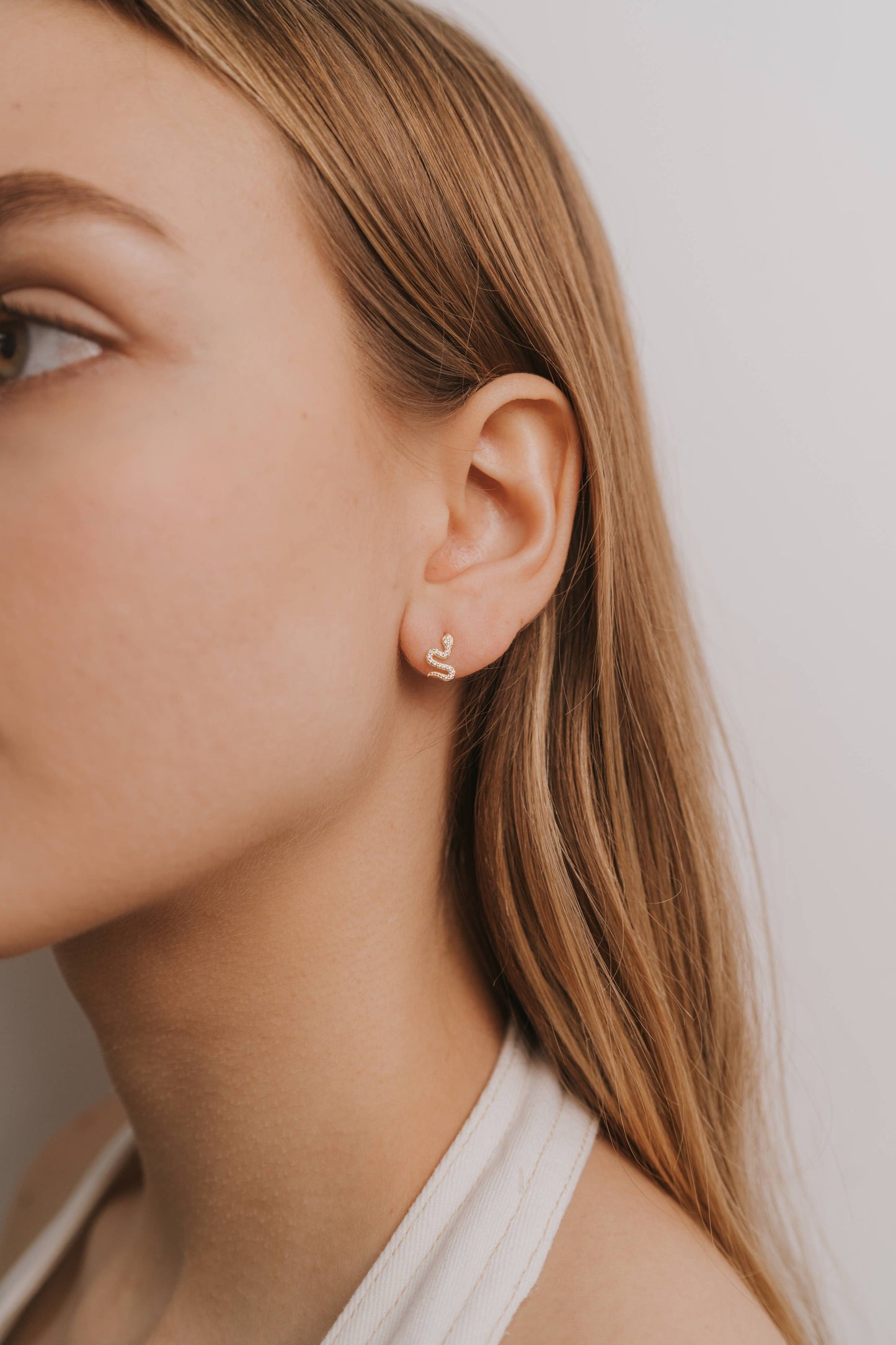 Pave Stud - Snake Earrings