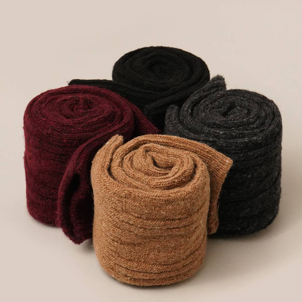 Women's Rib Knitted Wool Blend Crew Socks.