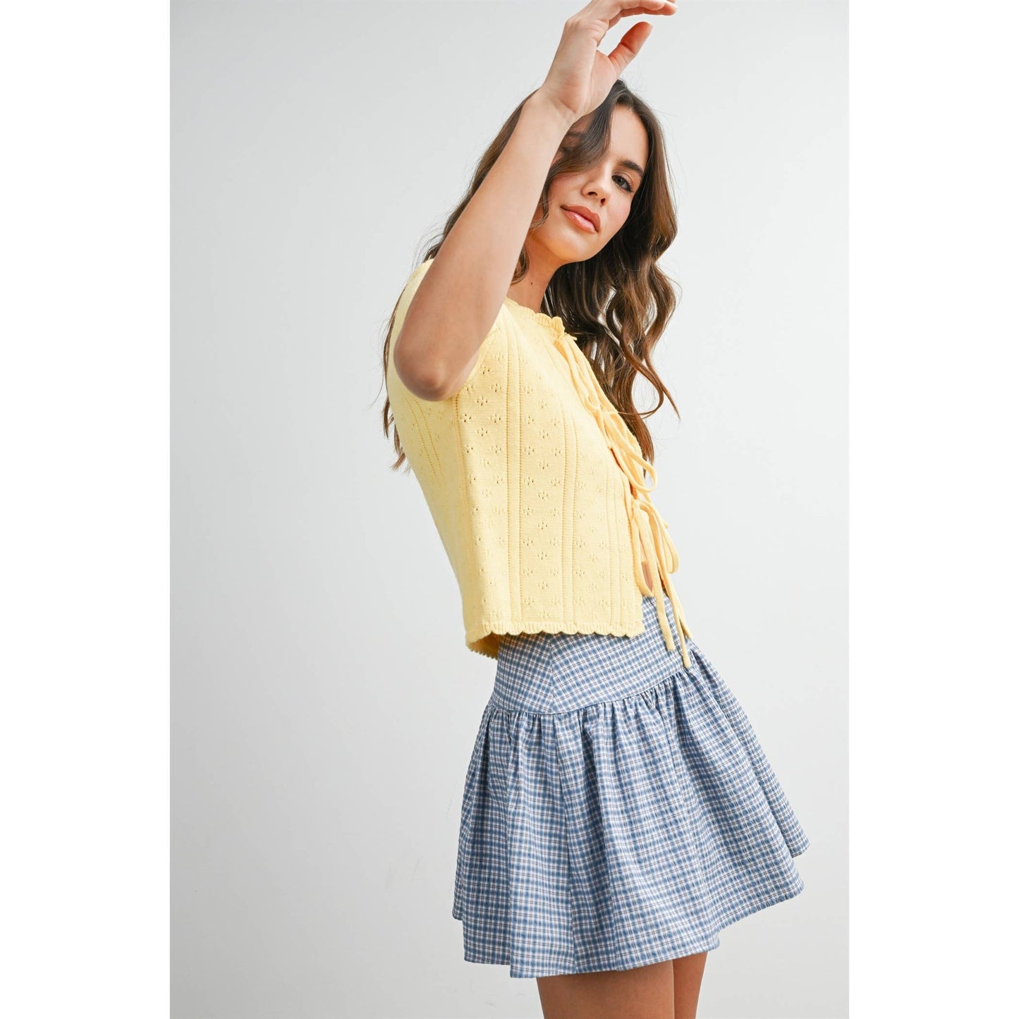 Arlet Scalloped Tie-Front Top