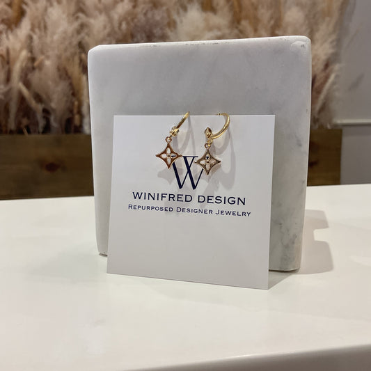 LV Mini Triangle Clover Huggie Earrings