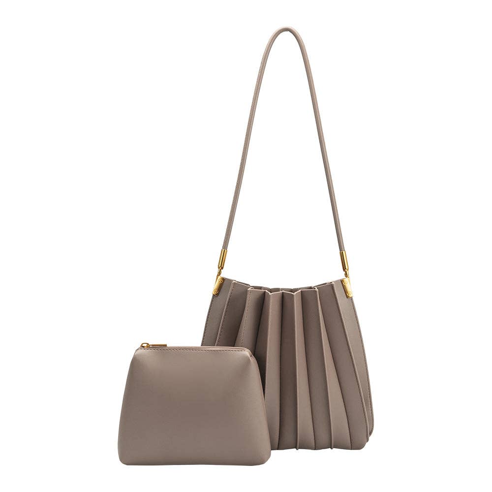 Carrie Mushroom Pleated Vegan Shoulder Bag