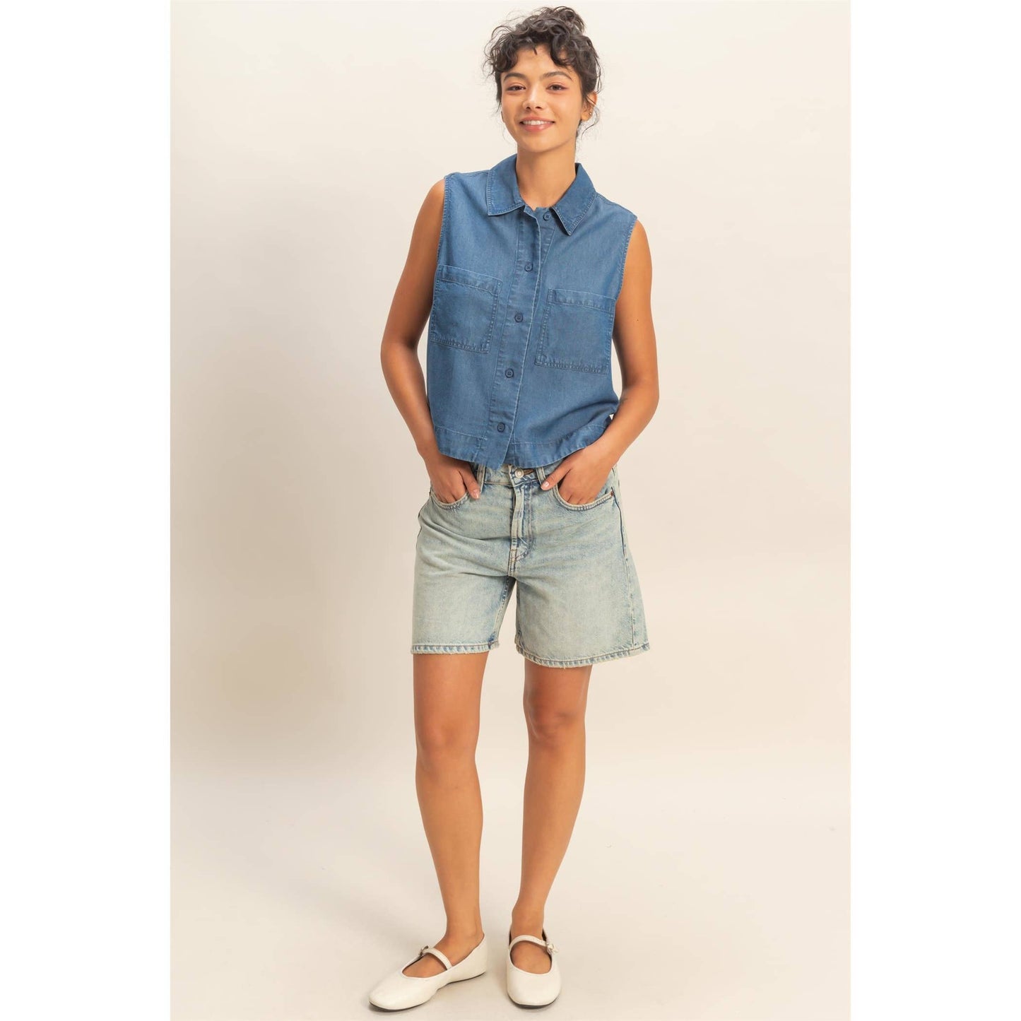 Bally Sleeveless Button-Up Top