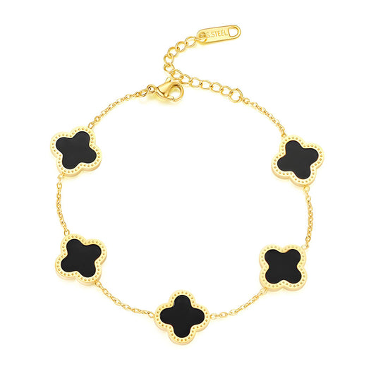 Black Five Clover Bracelet