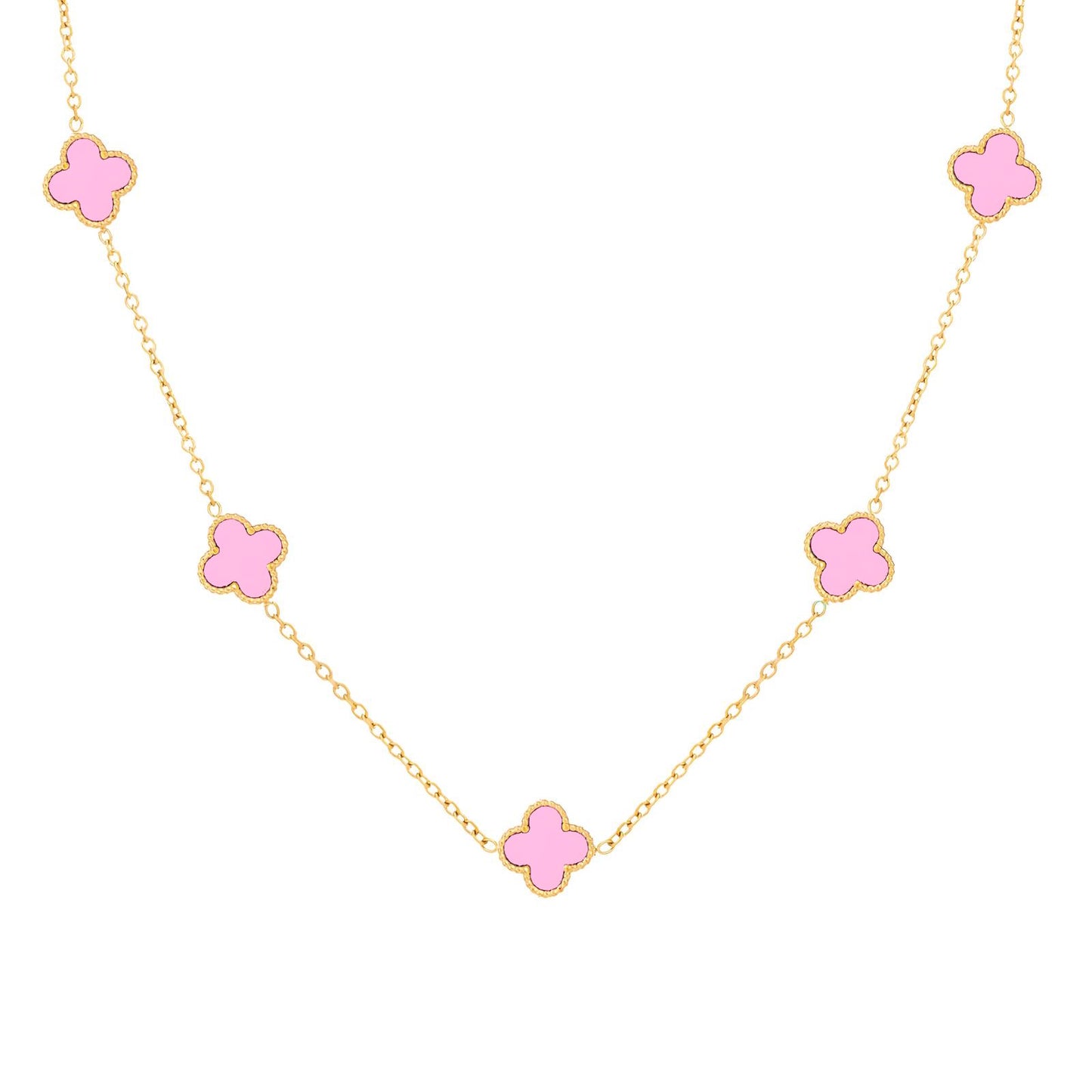 Pink Clover Necklace