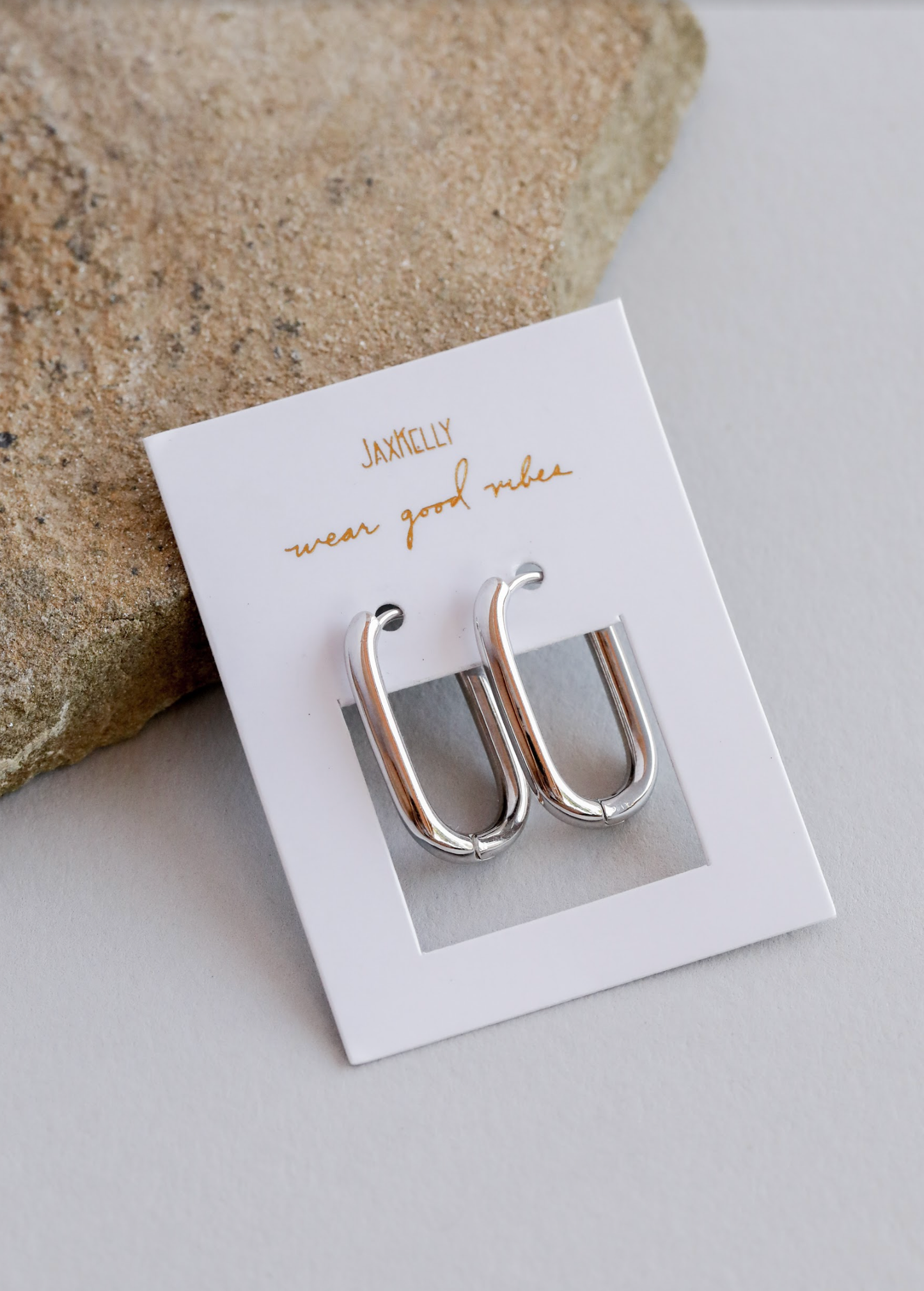 Silver Hoop Rectangle - Earring