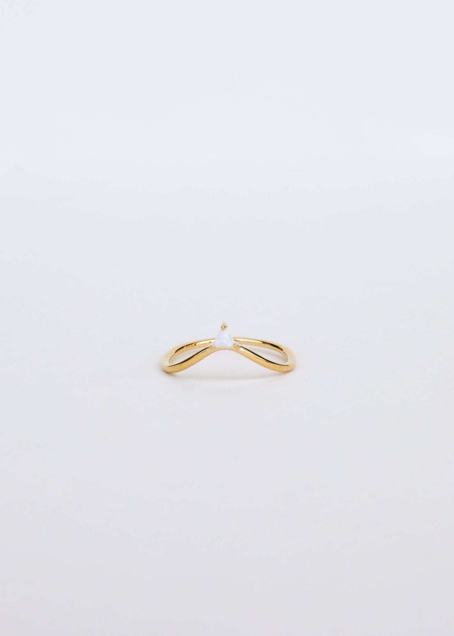 Gold Rings - Arched Triangle - White Opal