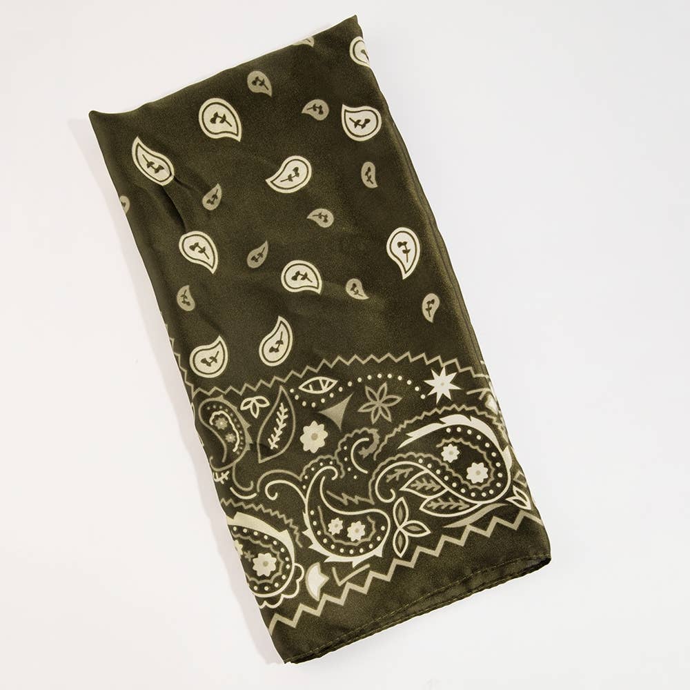 Bandana Paisley Print Satin Square Scarf