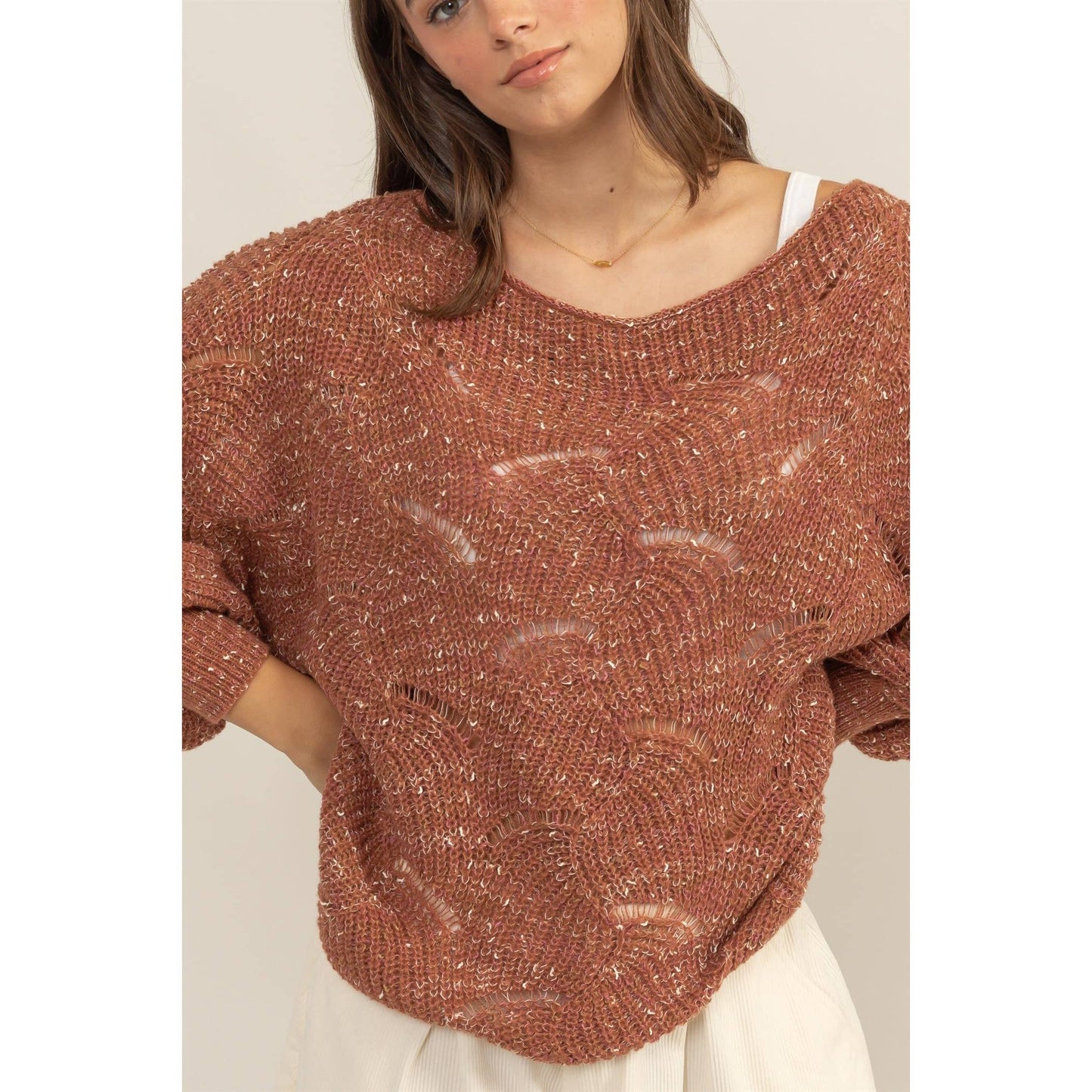 Mary Pointelle Chunky Knit Sweater