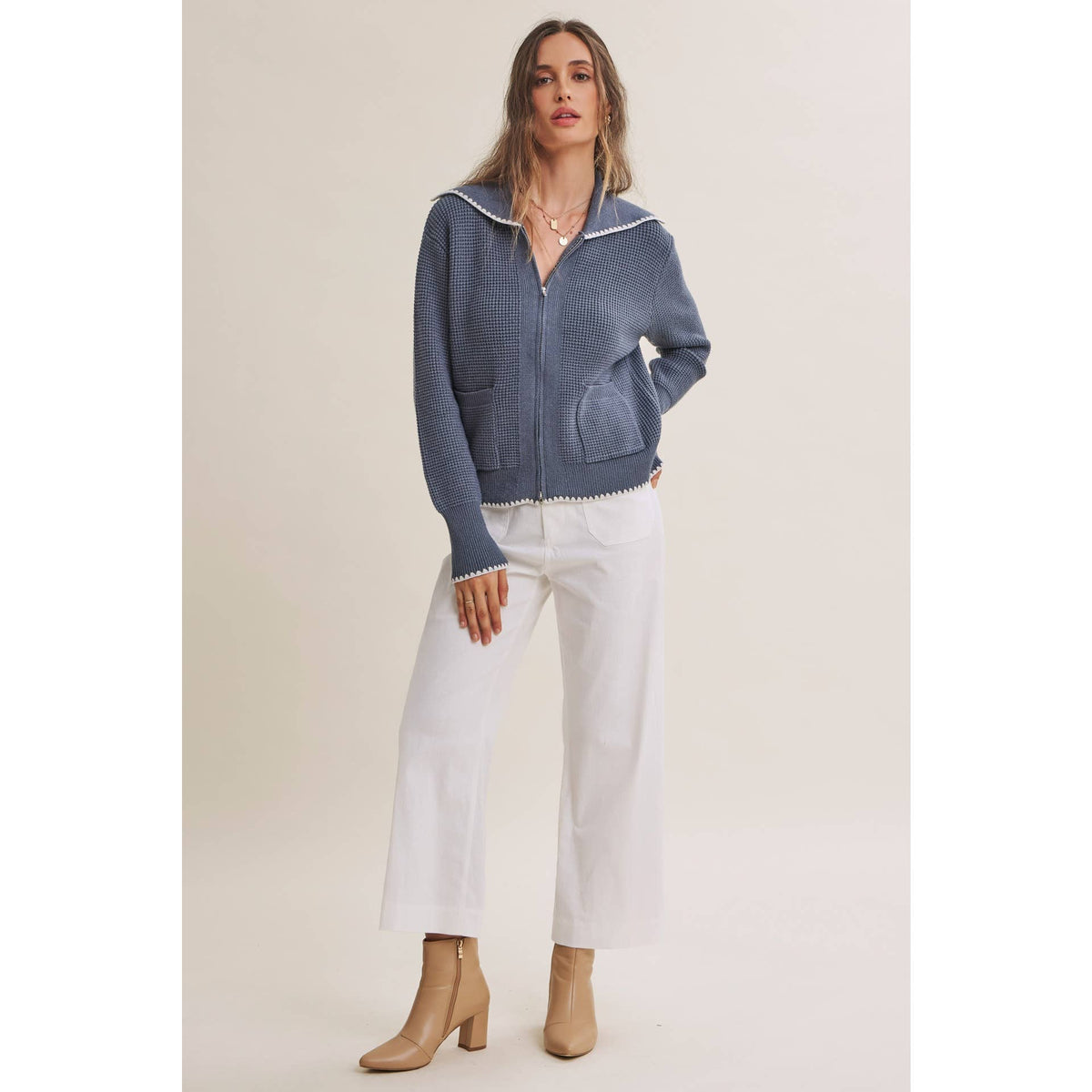 Benson Waffle Knit Zip-Up