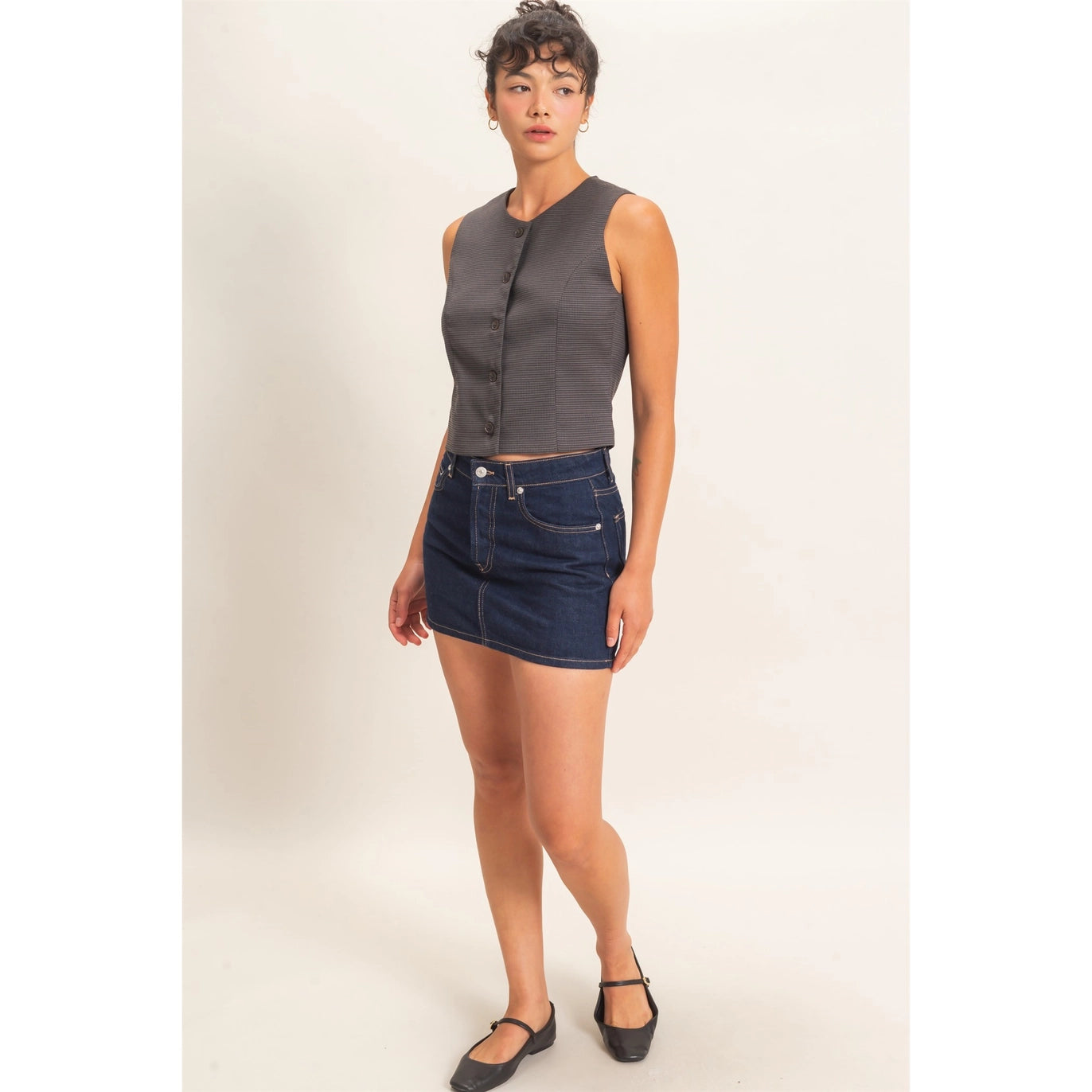 Houndstooth Plaid Vest