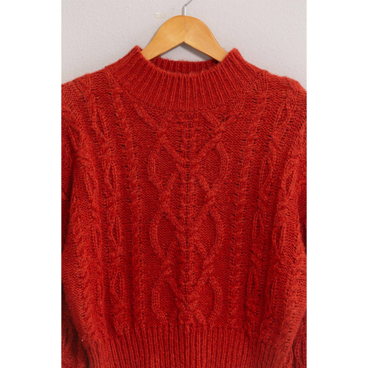 Karena High Neck Cable Knit Sweater