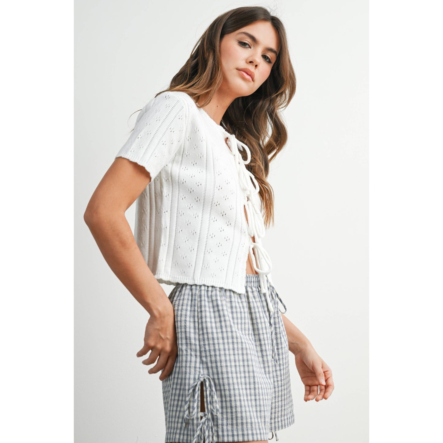 Juliet Scalloped Tie-Front Top