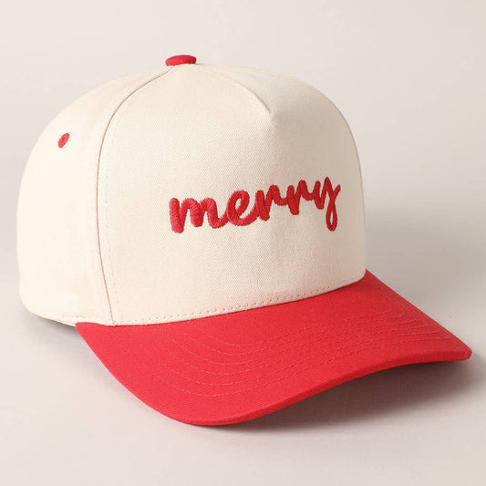 Merry Embroidery Canvas Baseball Cap