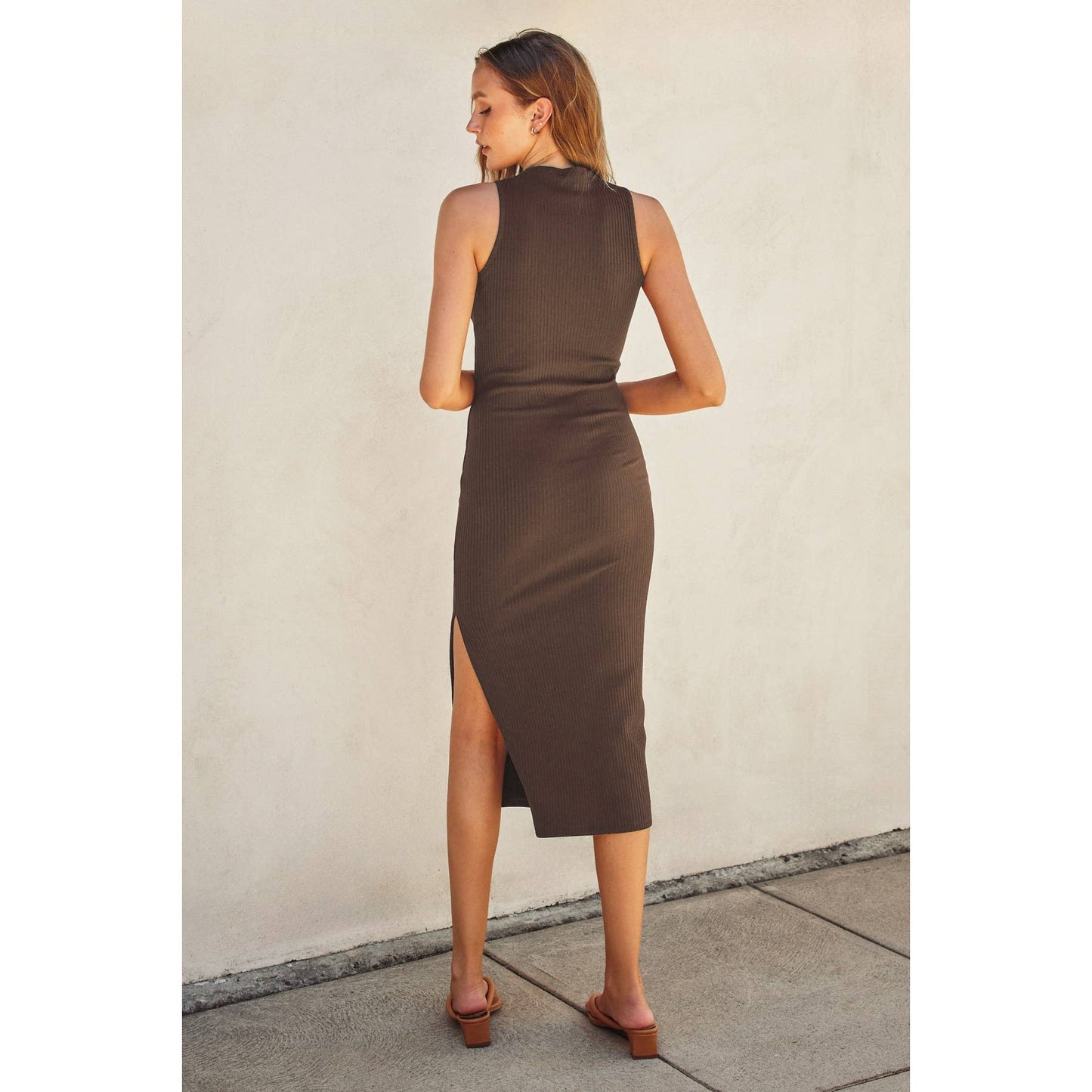 Keep It Simple Mock Neck Midi Slip Dress